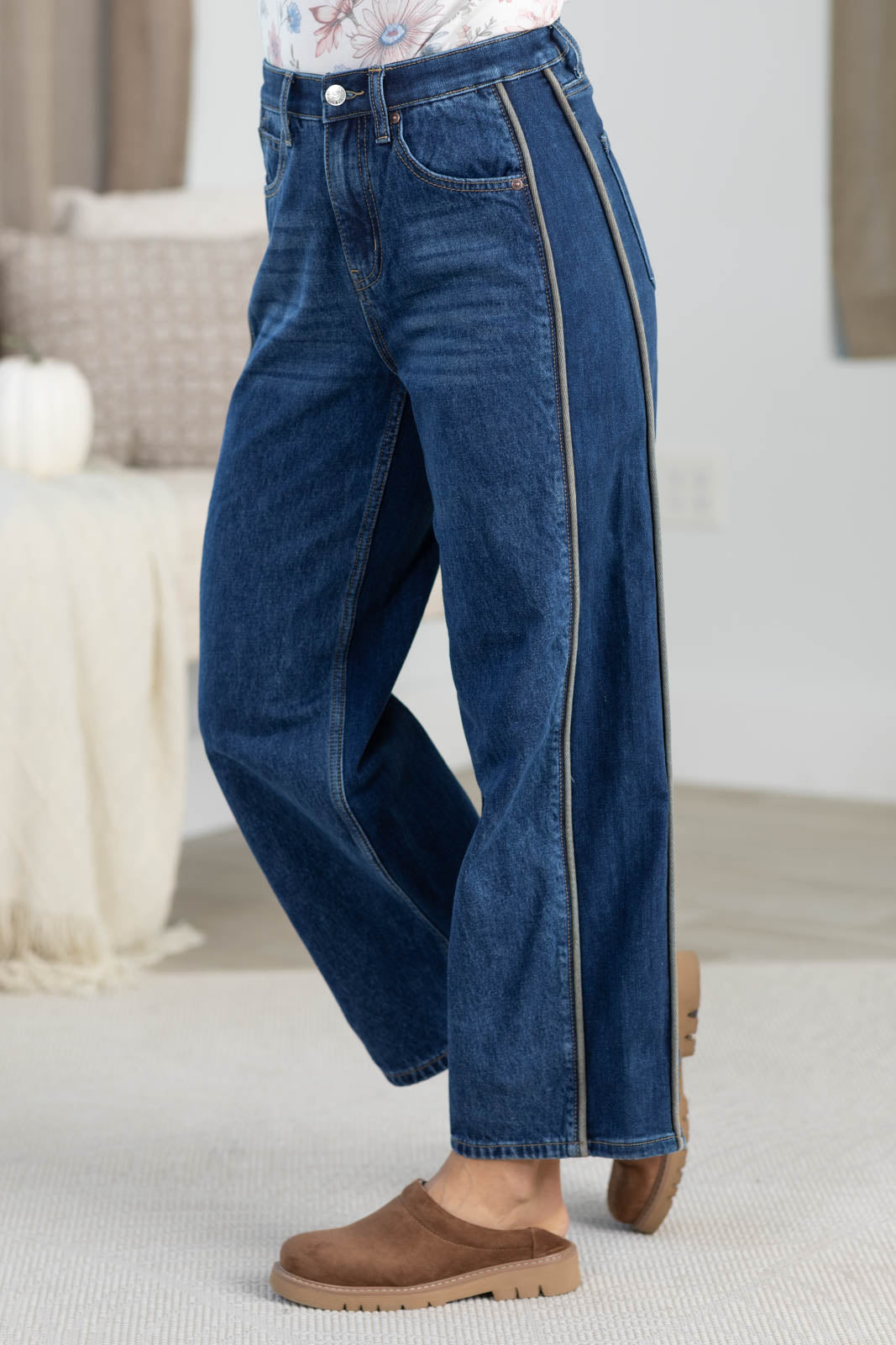 Saige Denim Dark Wash Low Curve Barrel Jeans
