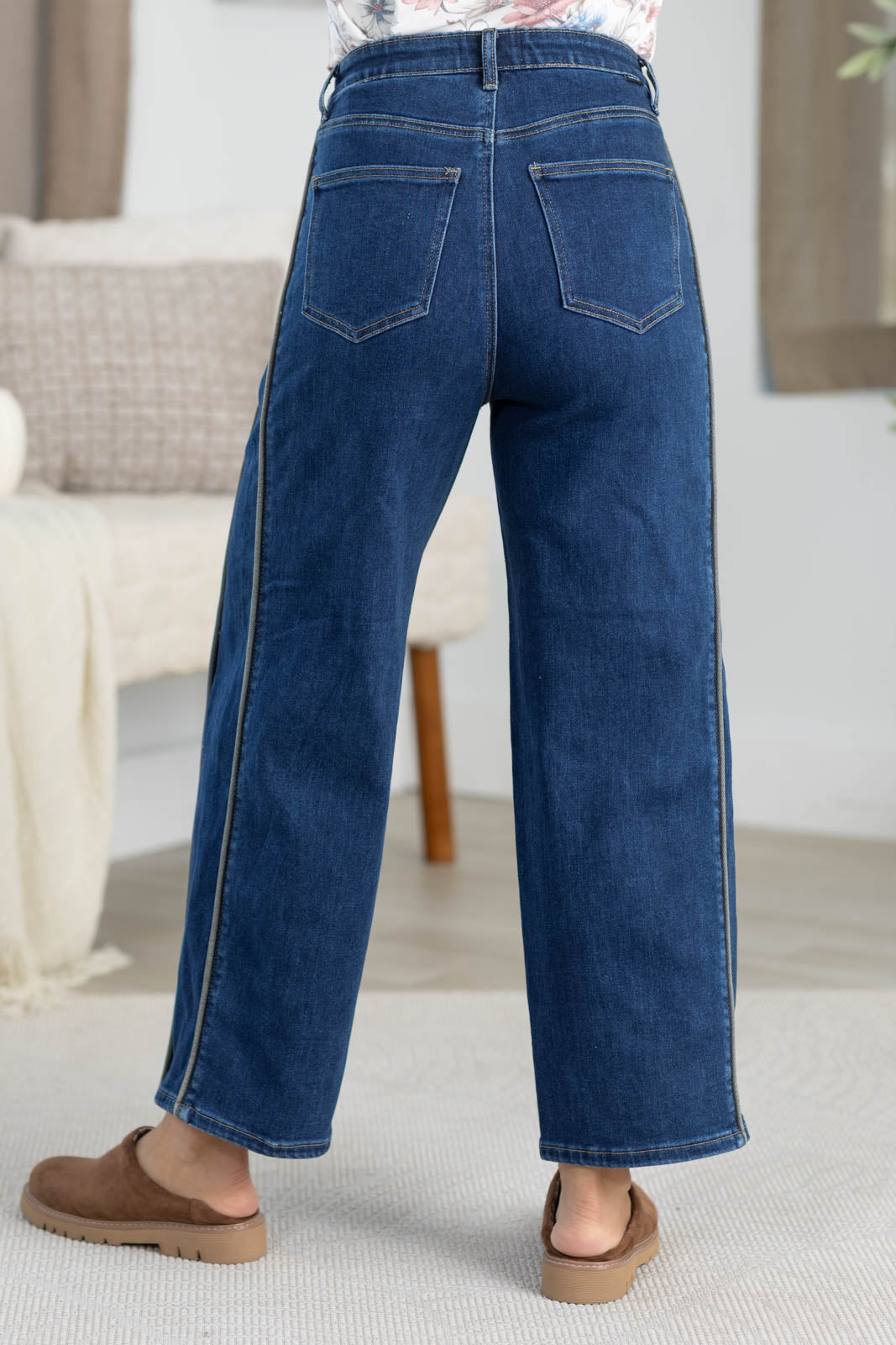 Saige Denim Dark Wash Low Curve Barrel Jeans