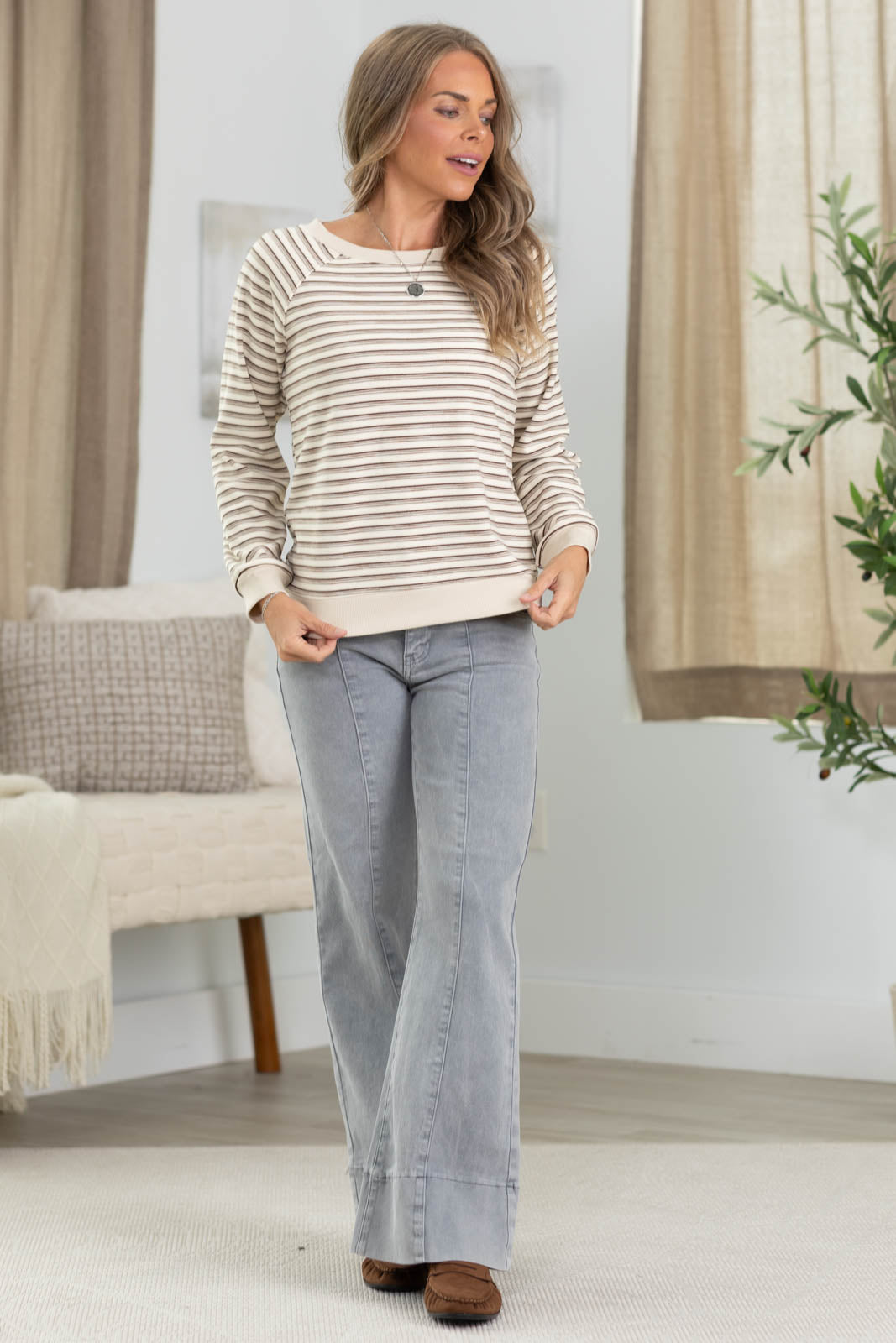 Staccato Micro Brushed Stripe Knit Top