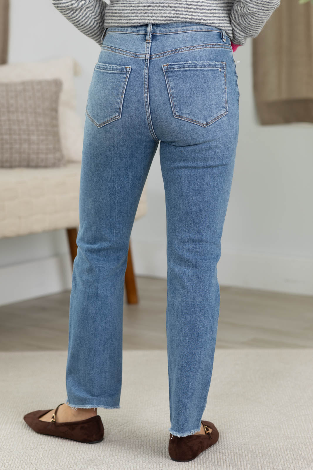 Mica Medium Wash High Rise Straight Leg Jeans