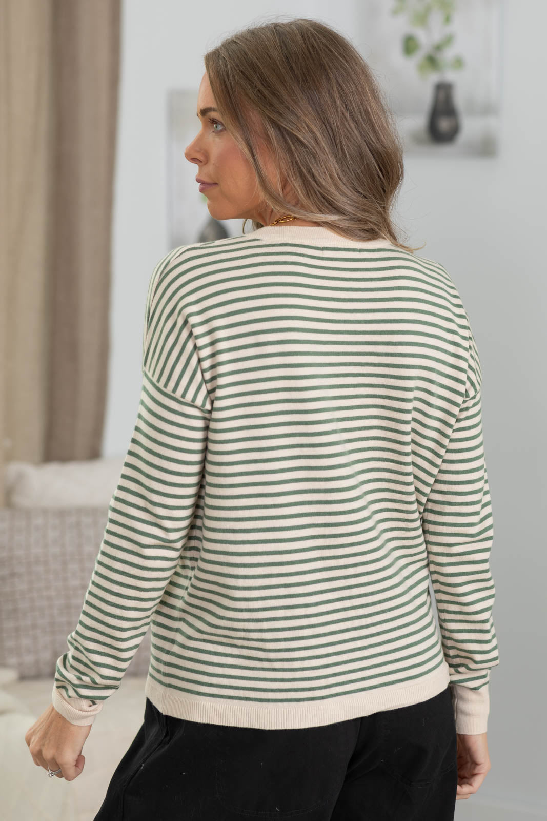 Staccato Striped Pullover Knit Sweater Top