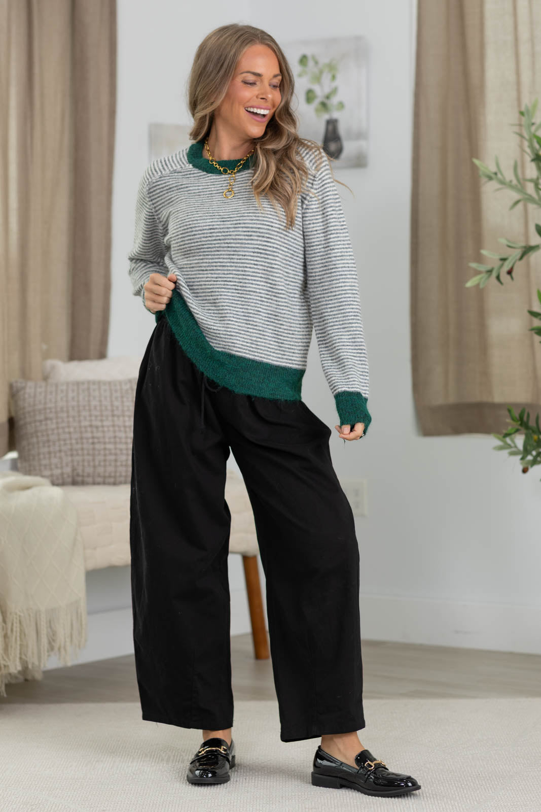 Staccato Striped Sweater With Contrast Trim
