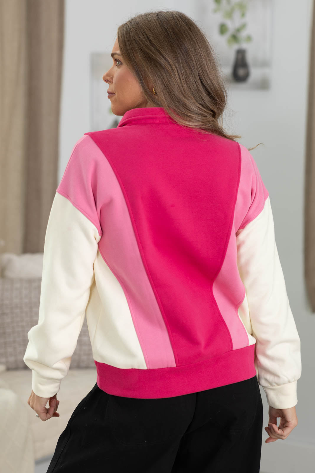 Staccato Snap Button Colorblock Sweatshirt