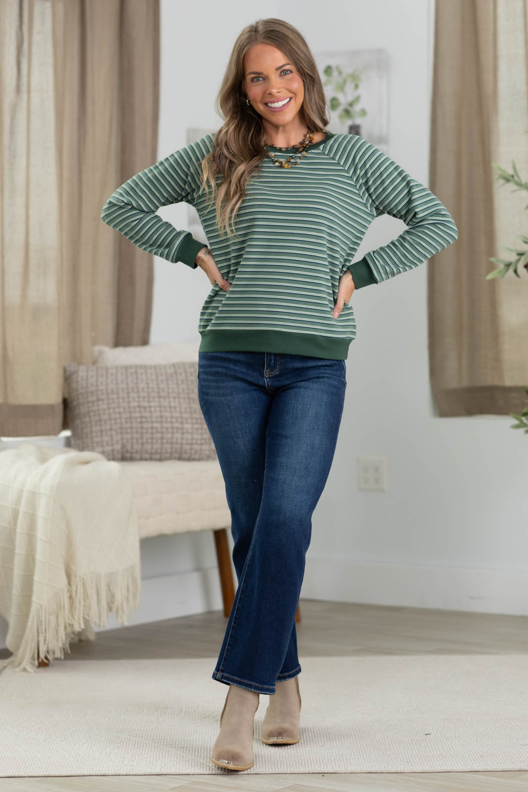 Staccato Micro Brushed Stripe Knit Top
