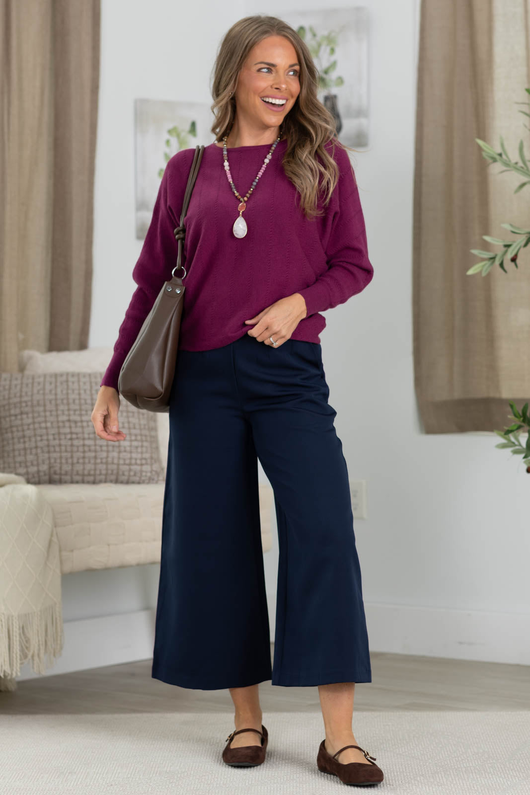 Staccato Vertically Textured Dolman Sweater Top