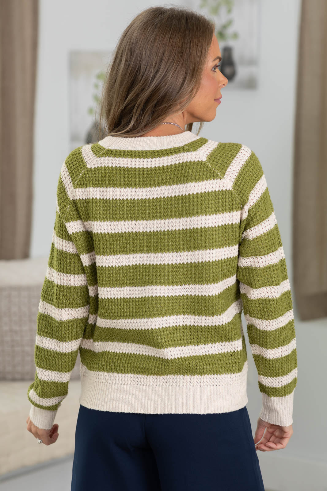 Staccato Waffle Texture Striped Sweaters