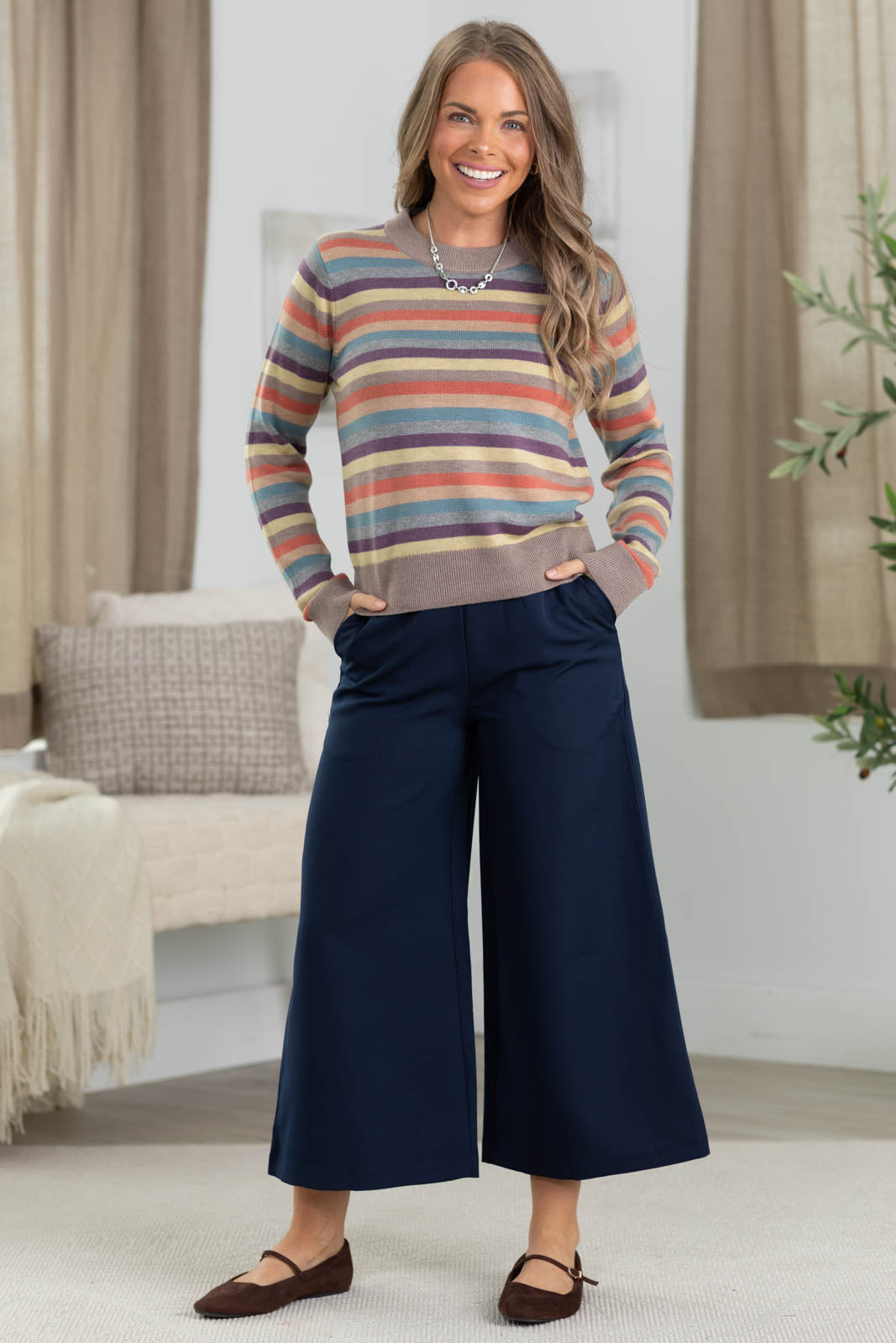 Crewneck Multicolor Stripe Sweater