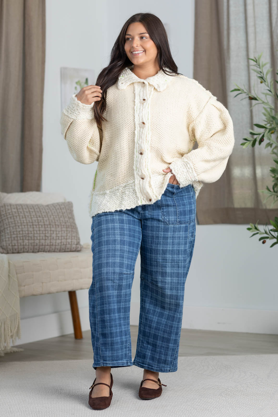 Cotierra Cream Chunky Button Up Cardigan
