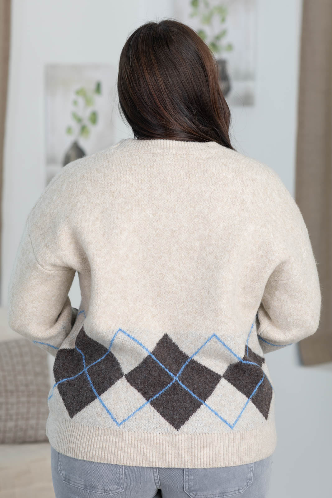 Staccato Argyle Print Pullover Sweater