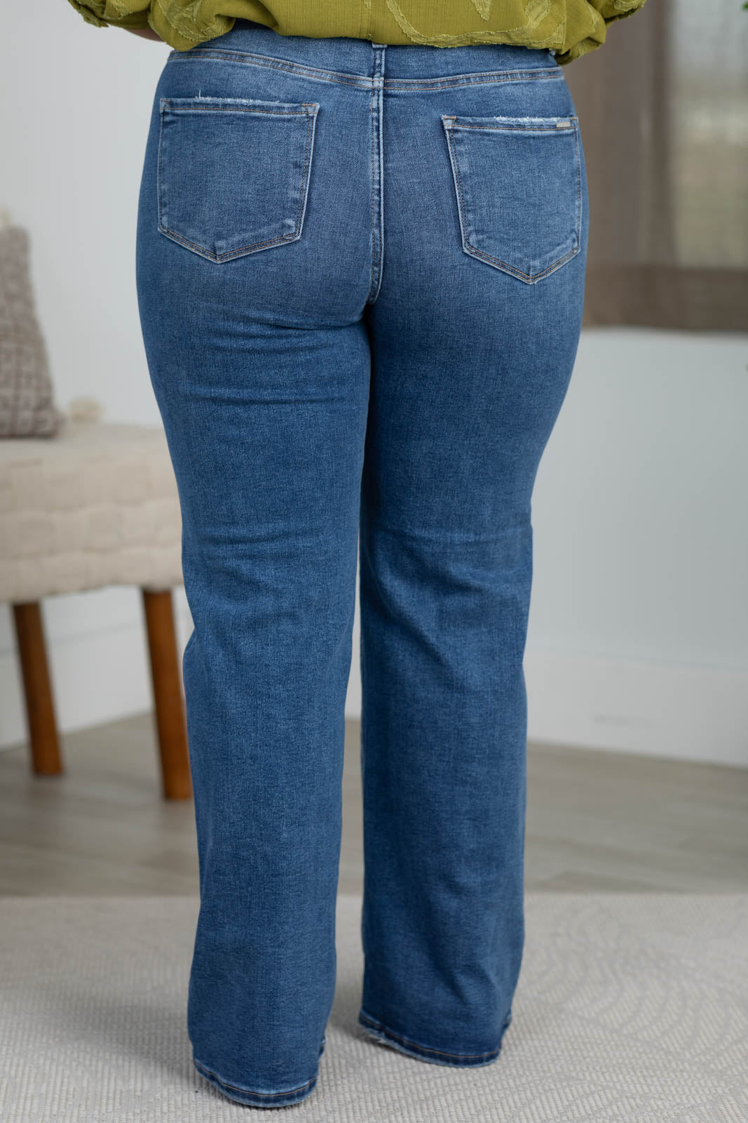 Risen Medium Wash Tummy Control Straight Jeans