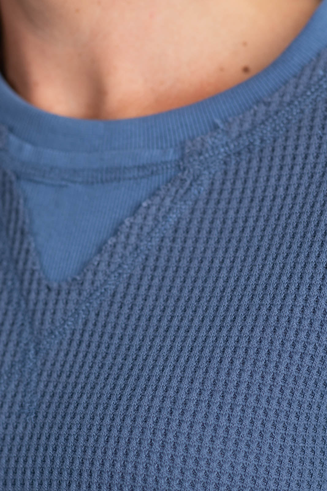 Staccato Raw Edge Waffle Texture Sweatshirt