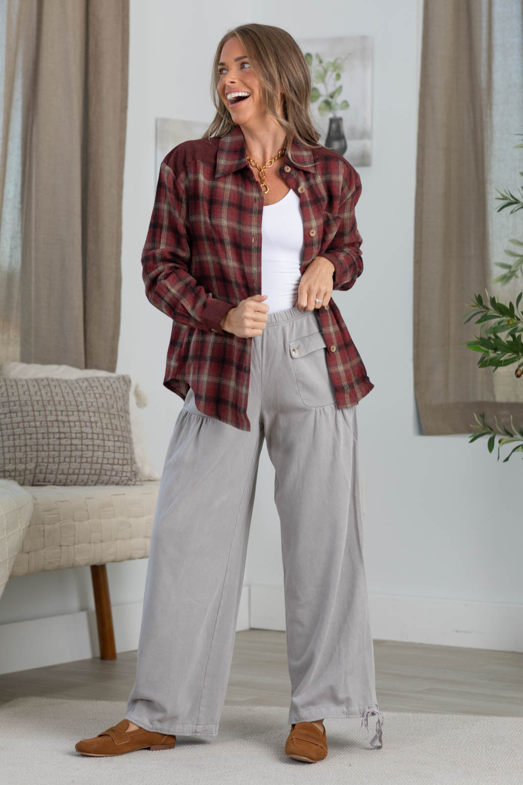 Staccato Button Down Flannel Shirt With Corduroy