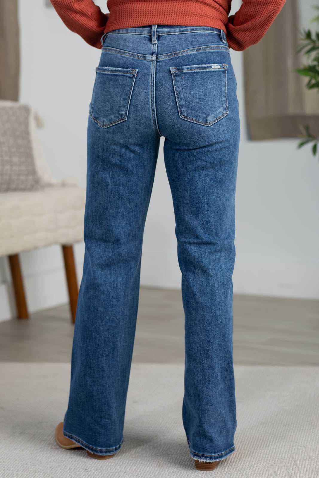 Risen Medium Wash Tummy Control Straight Jeans