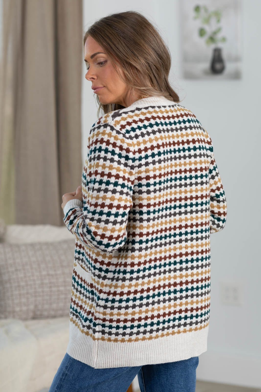 Staccato Multicolor Textured Open Front Longline Cardigan