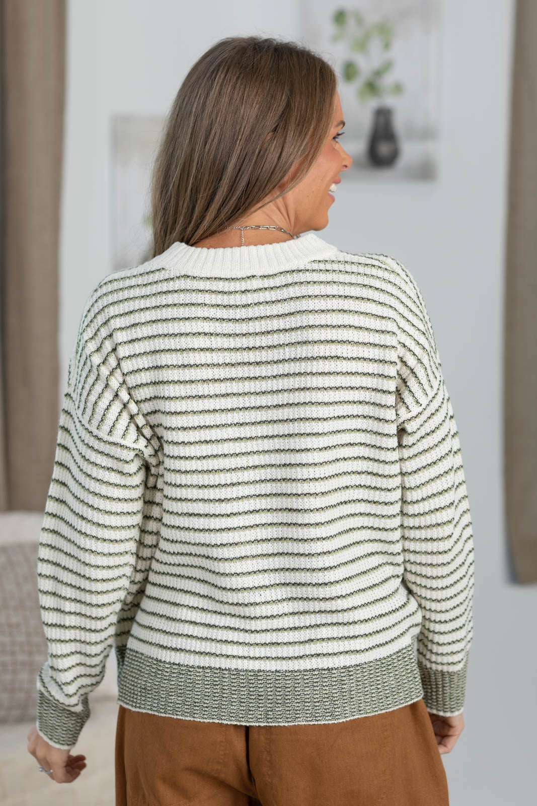 Staccato Striped Long Sleeve Pullover Sweater