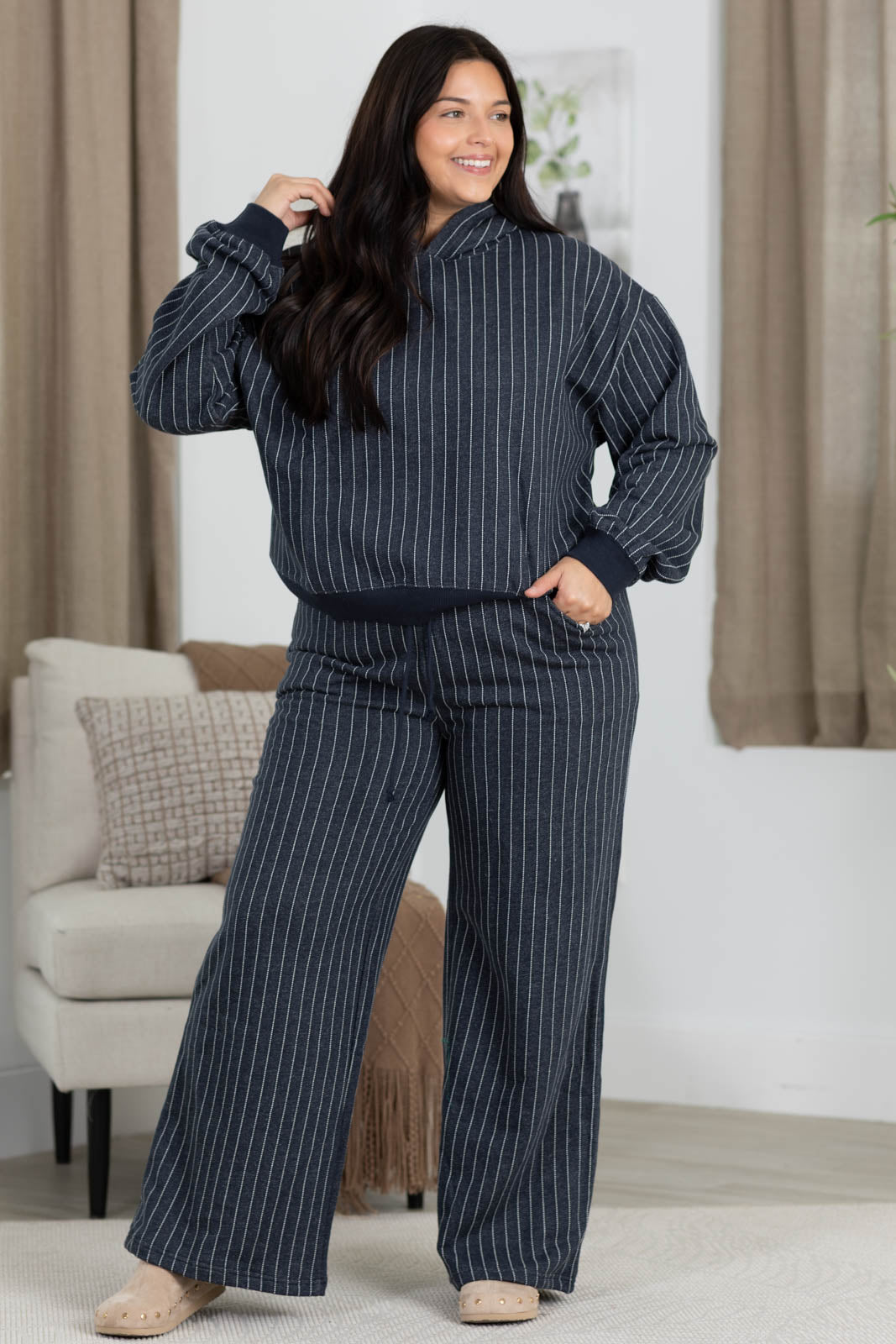 Pinstripe French Terry Hoodie