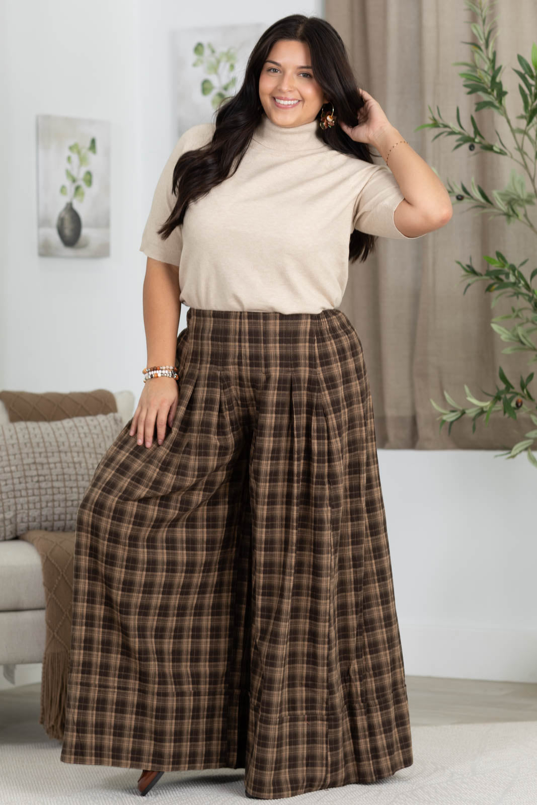 Cotierra Plaid Wide Leg Pants
