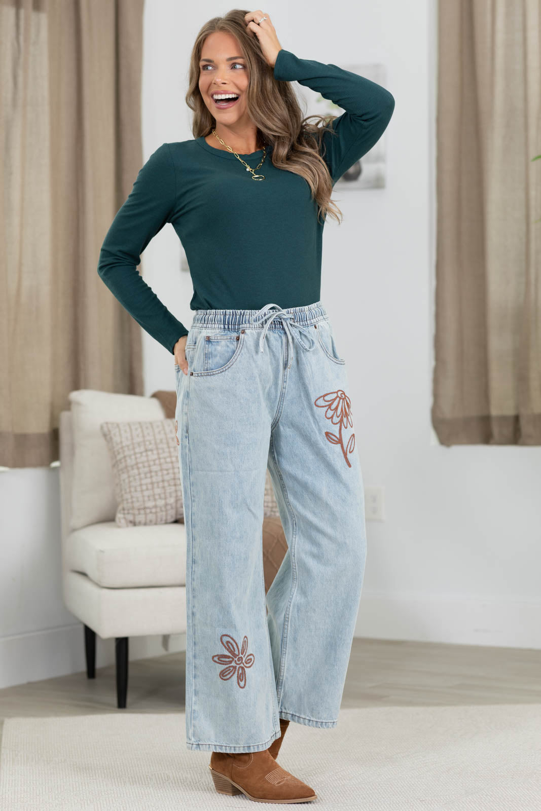 Staccato Basic Baby Ribbed Knit Long Sleeve Top