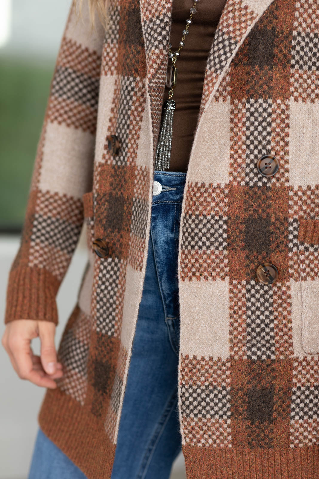 Staccato Contrast Collar Sweater Jacket