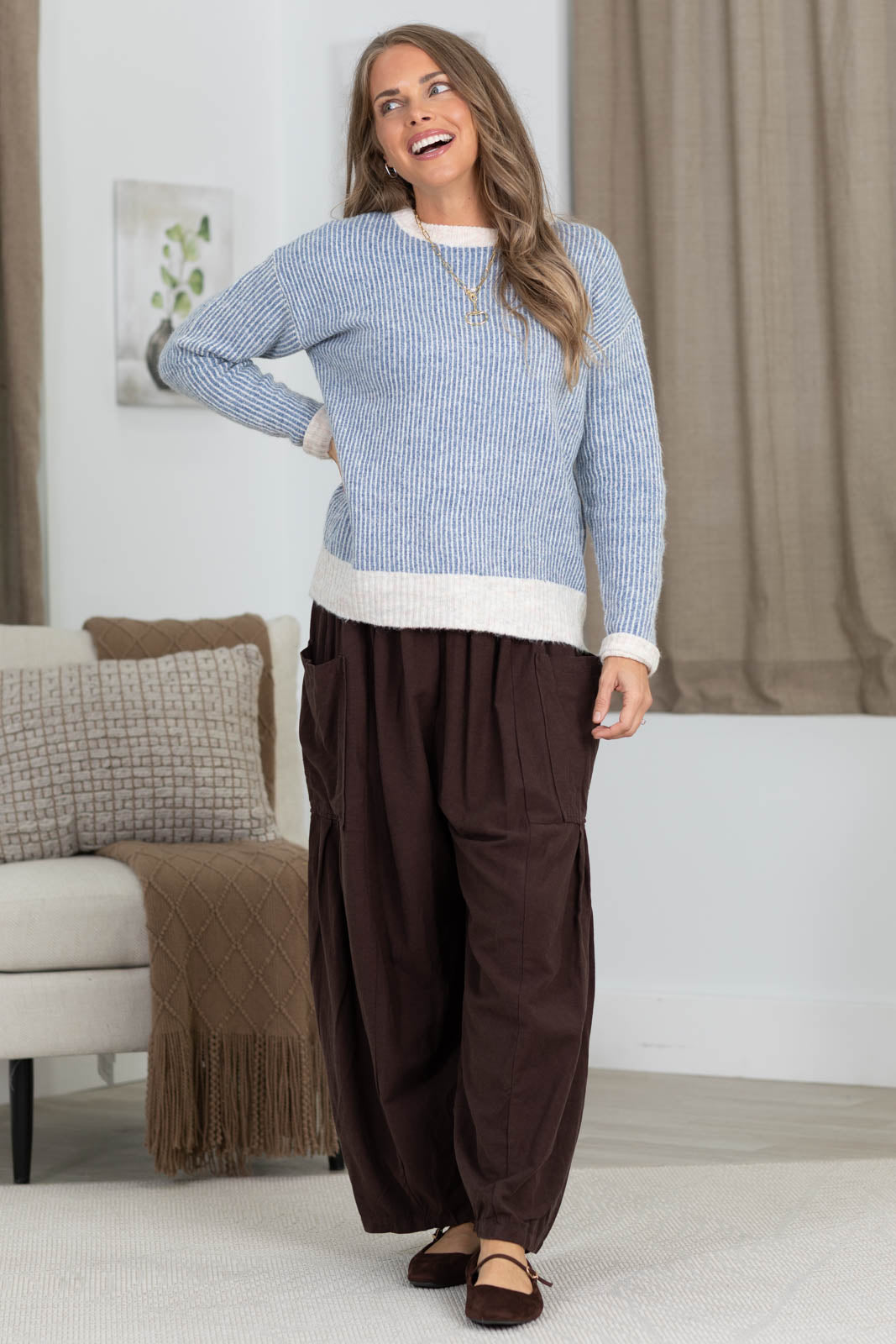 Staccato Color Mixed Rib Pullover Sweater