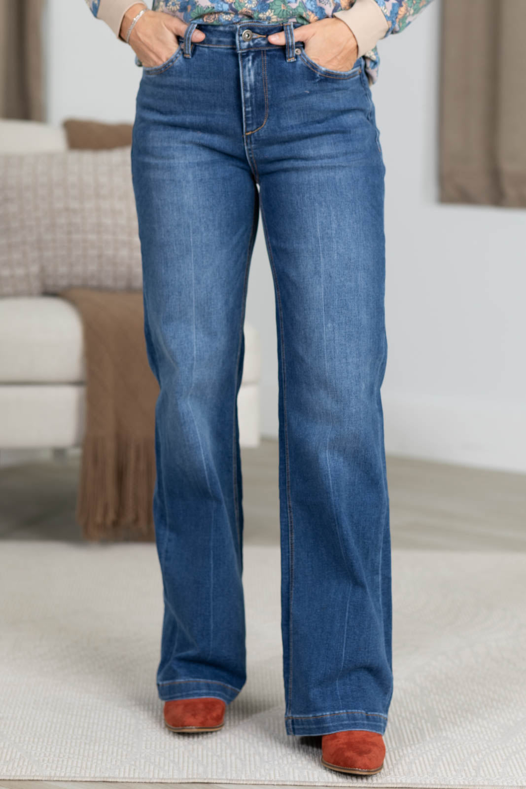 Mica Dark High Rise With Stretch Wide Leg Jeans