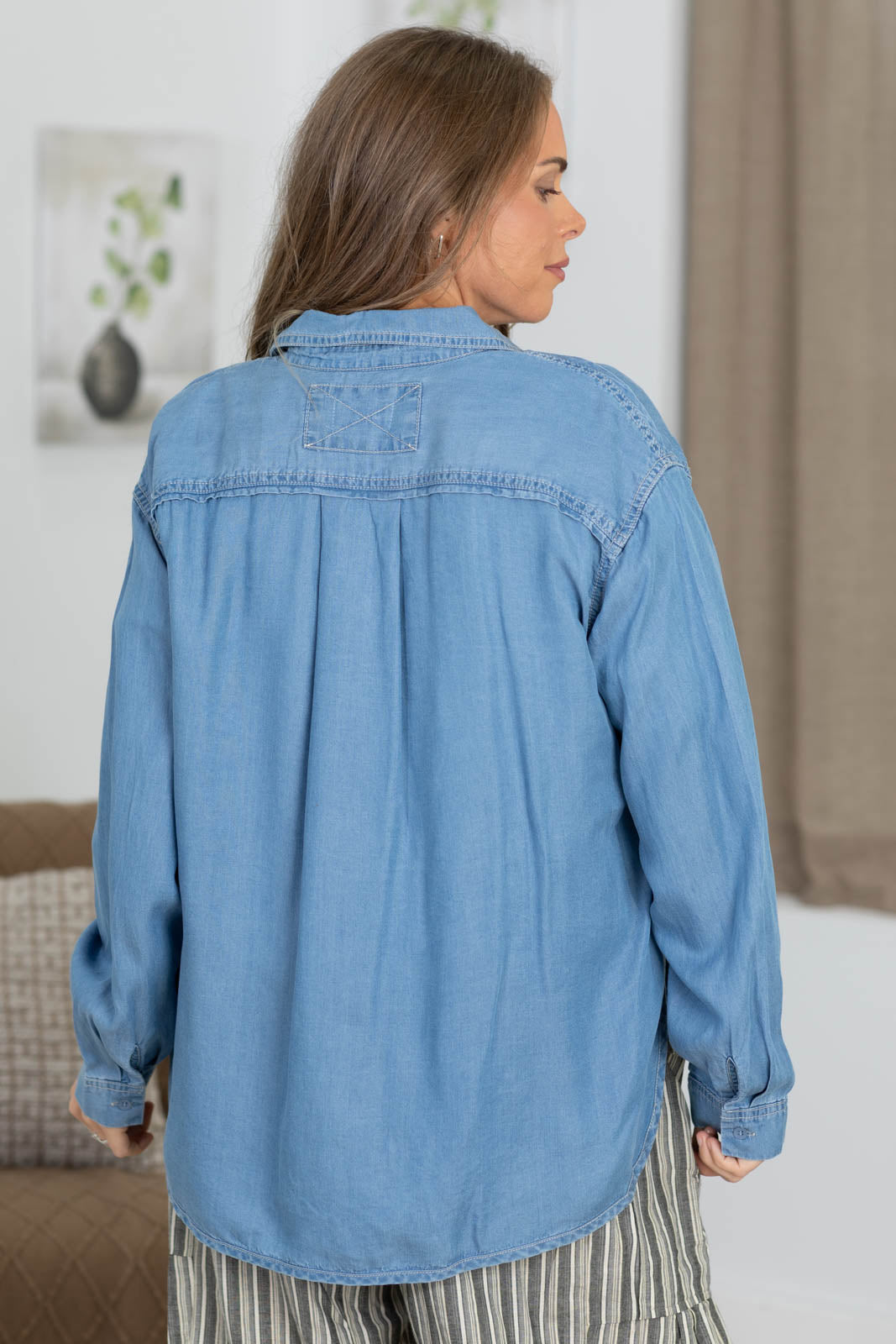 Cotierra x Filly Flair Chambray Easy Layering Button Up Top