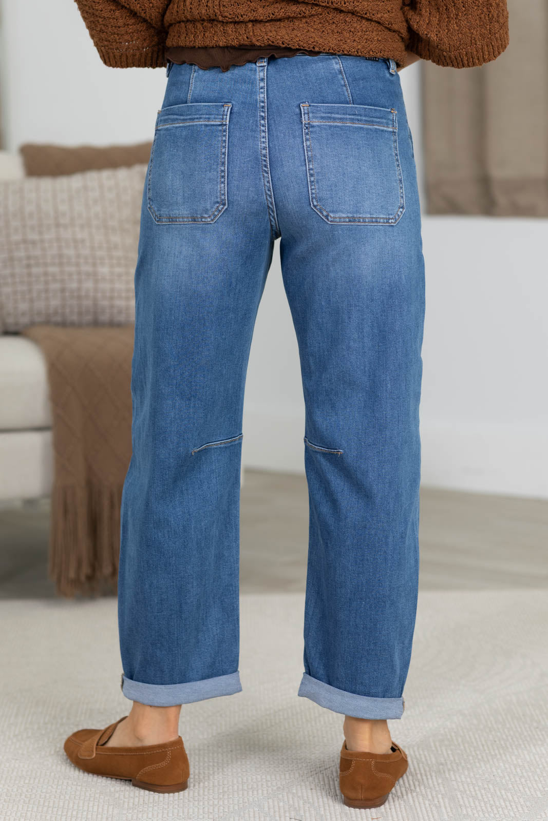 Risen Slouchy Barrel Jeans with Patch Pockets