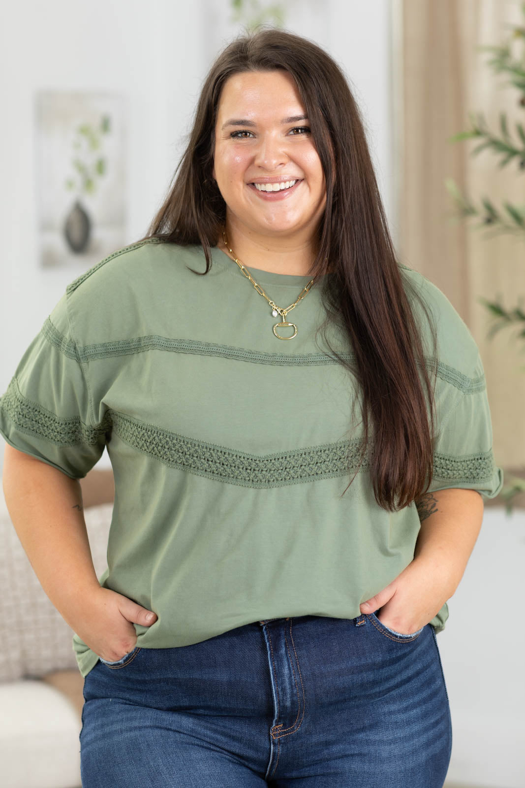 Willow Crochet Detail Short Sleeve Top by Filly Flair