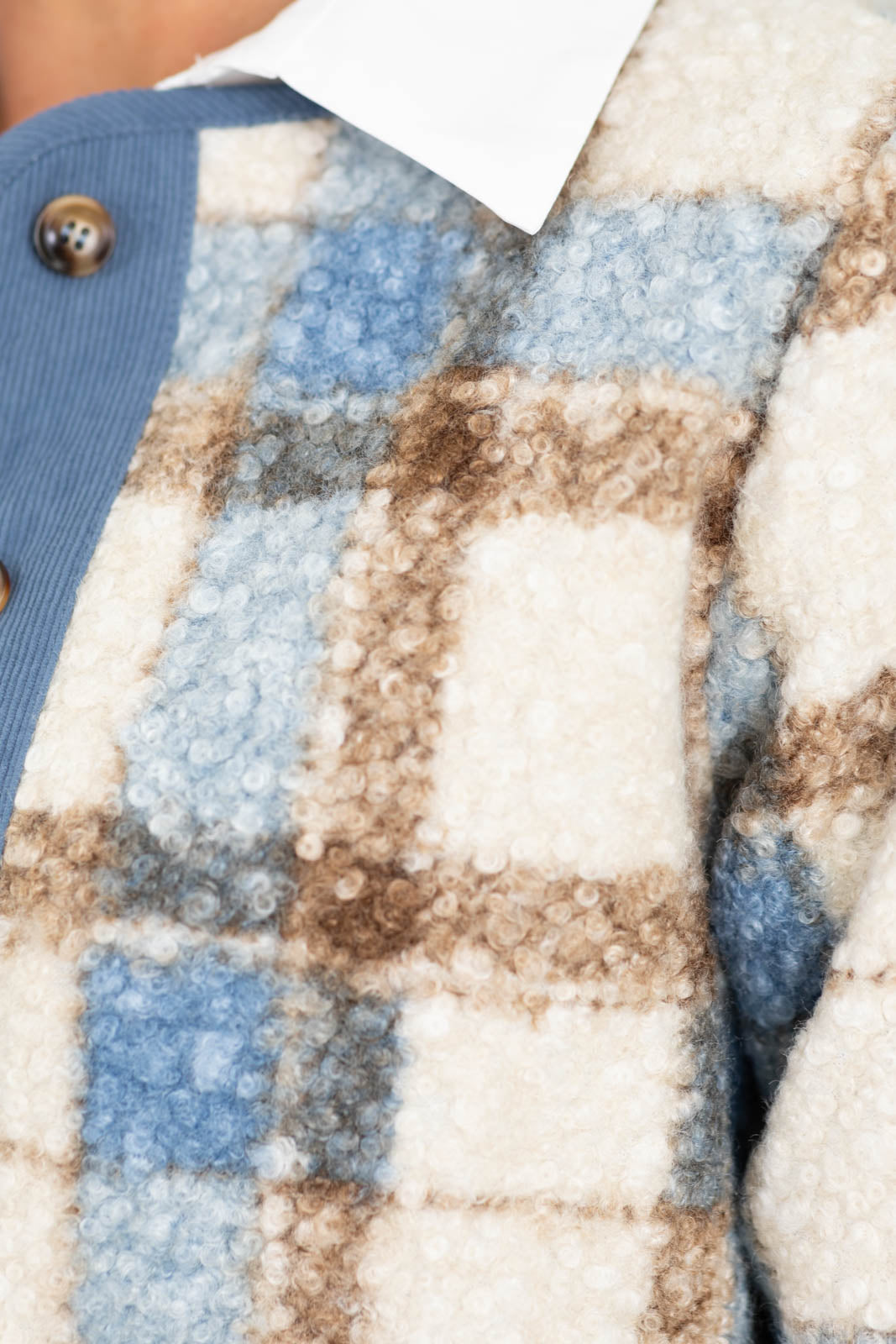Staccato Plaid Sherpa Jacket With Pockets