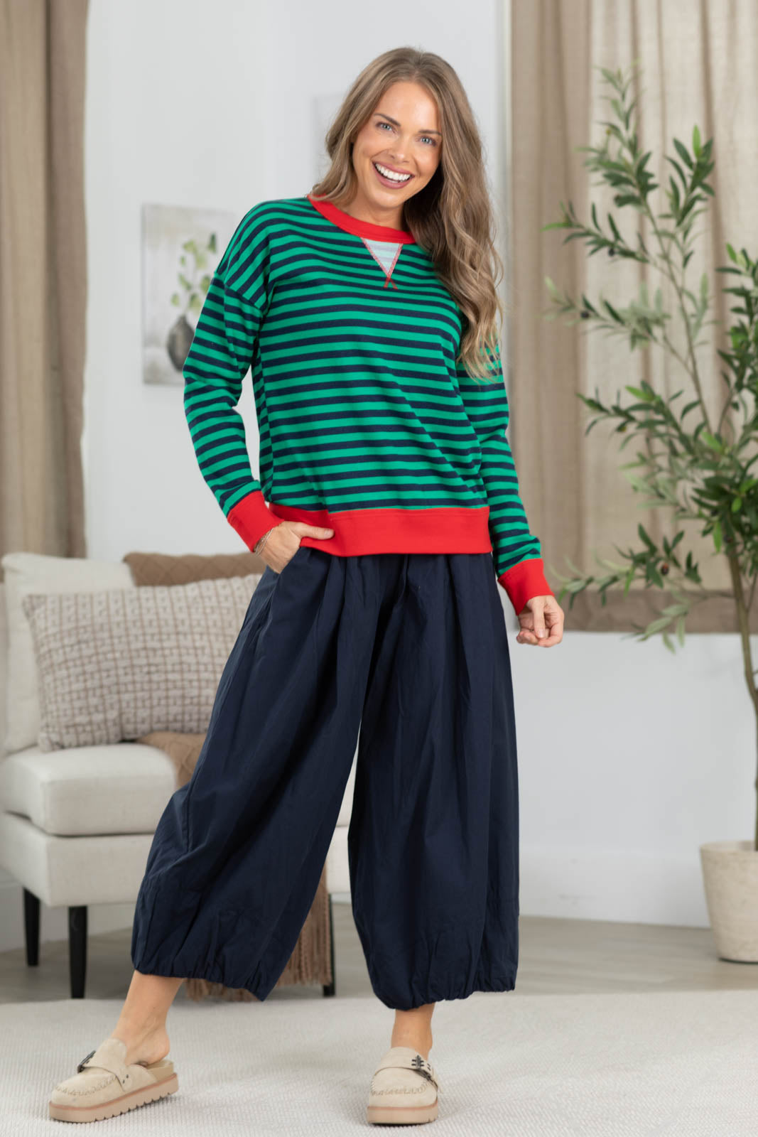 Staccato French Terry Pinstriped Sweatshirt