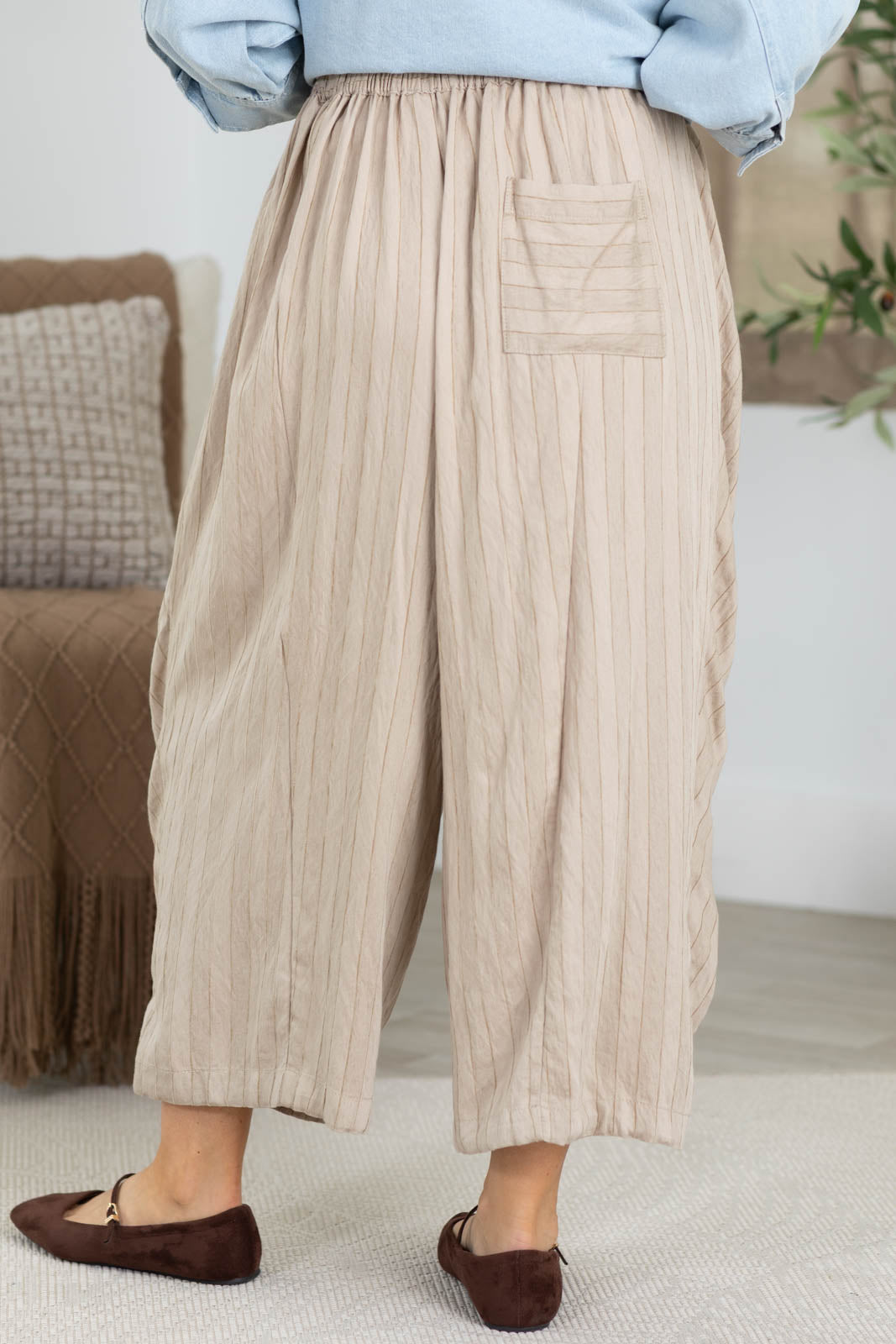 Cotierra Stripe Contrast Wide Leg Cropped Pants