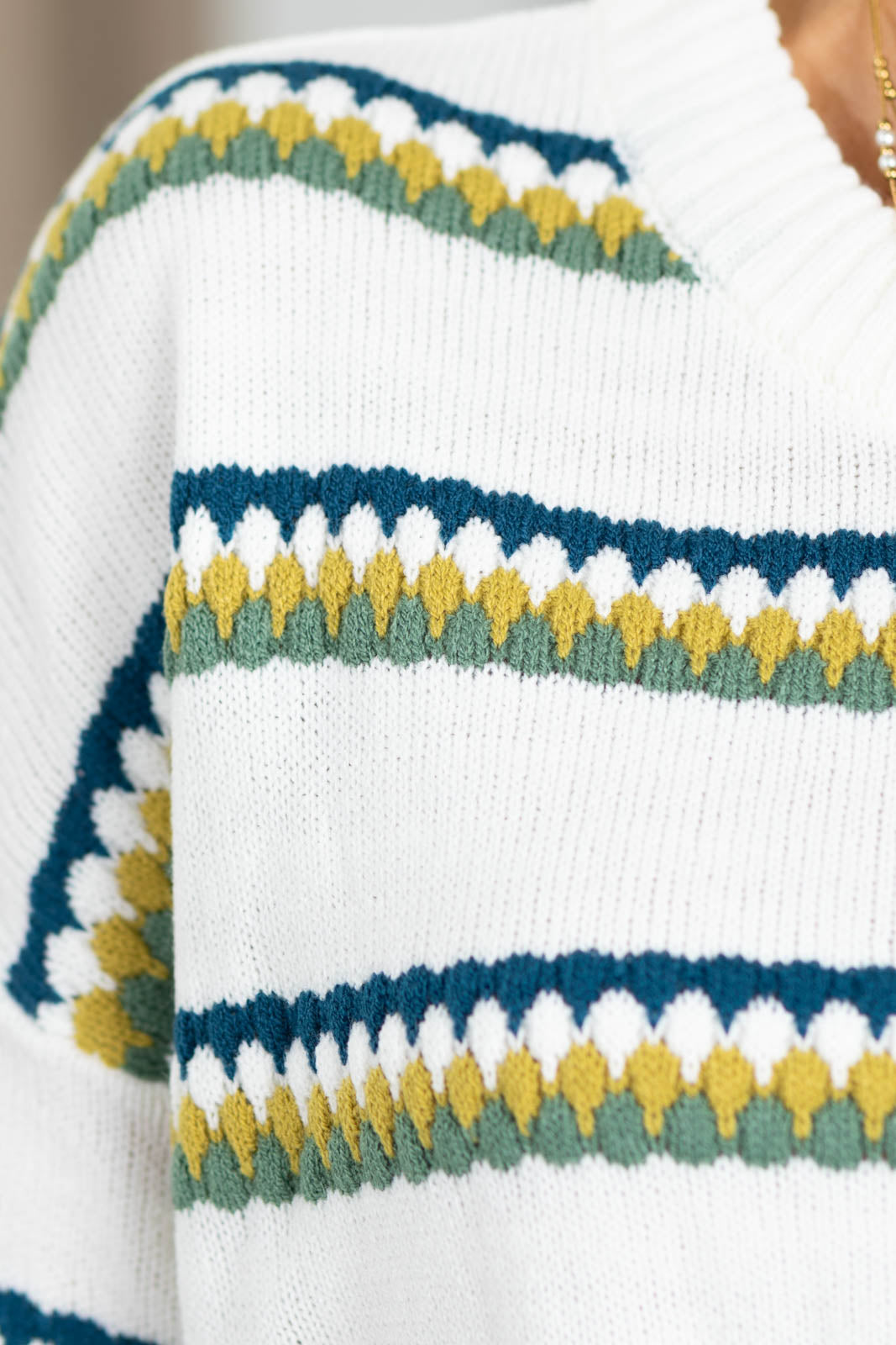 Staccato Texture Stripe Pullover Sweater