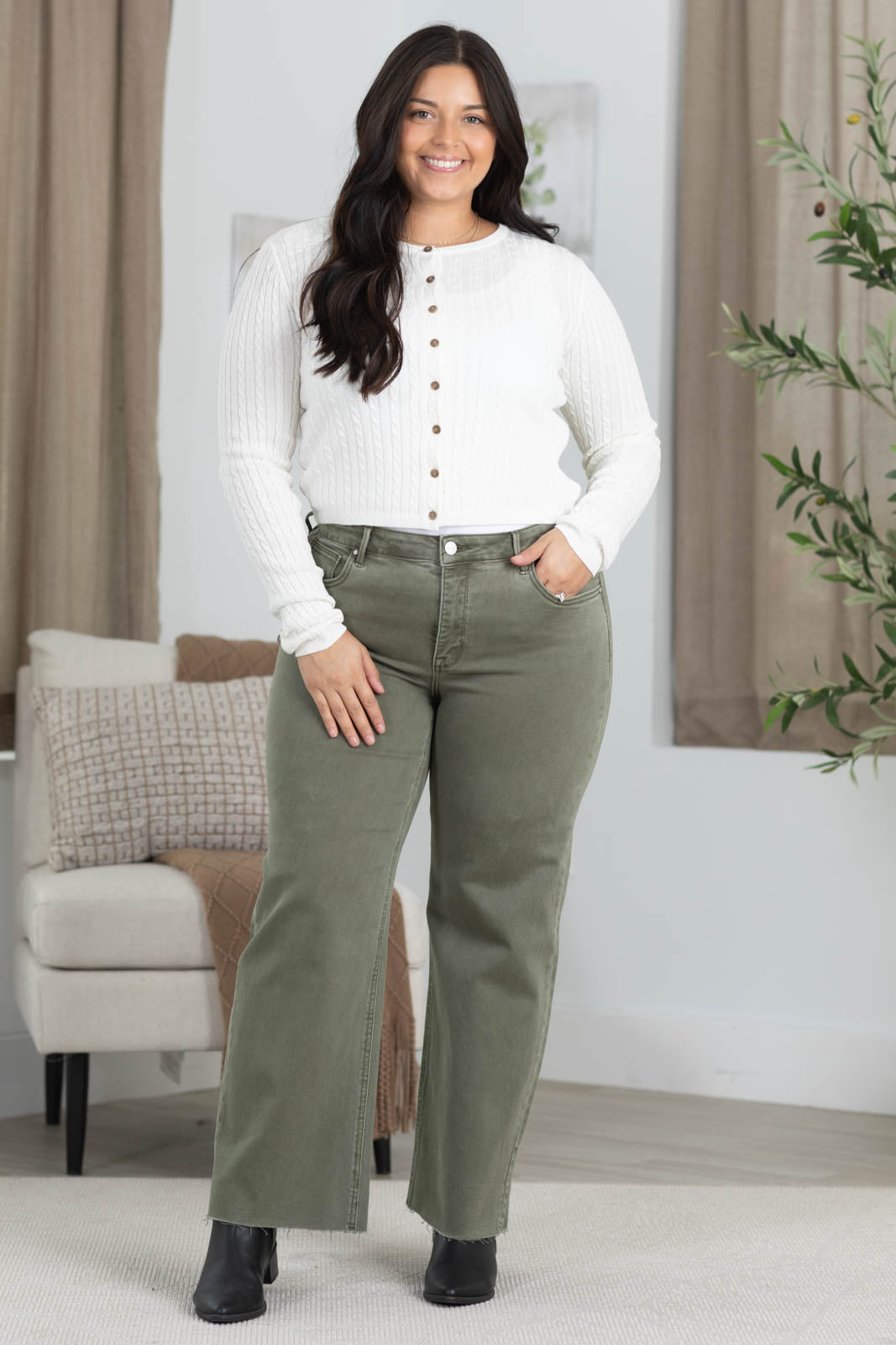 Cable Knit Lightweight Button Up Cardigan