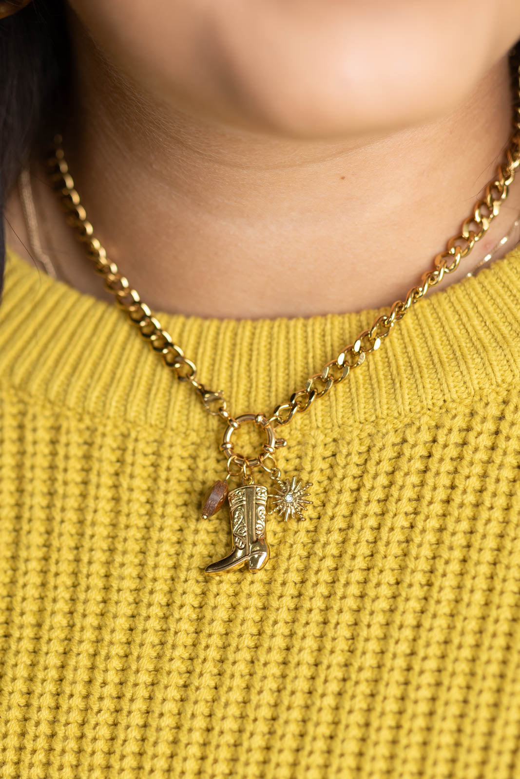 Western Boot Charm 18K Gold Plated Necklace