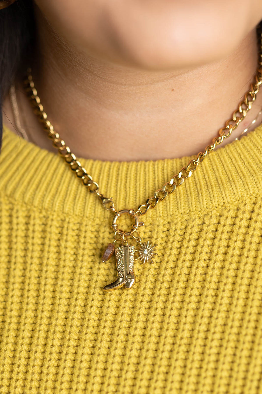 Western Boot Charm 18K Gold Plated Necklace