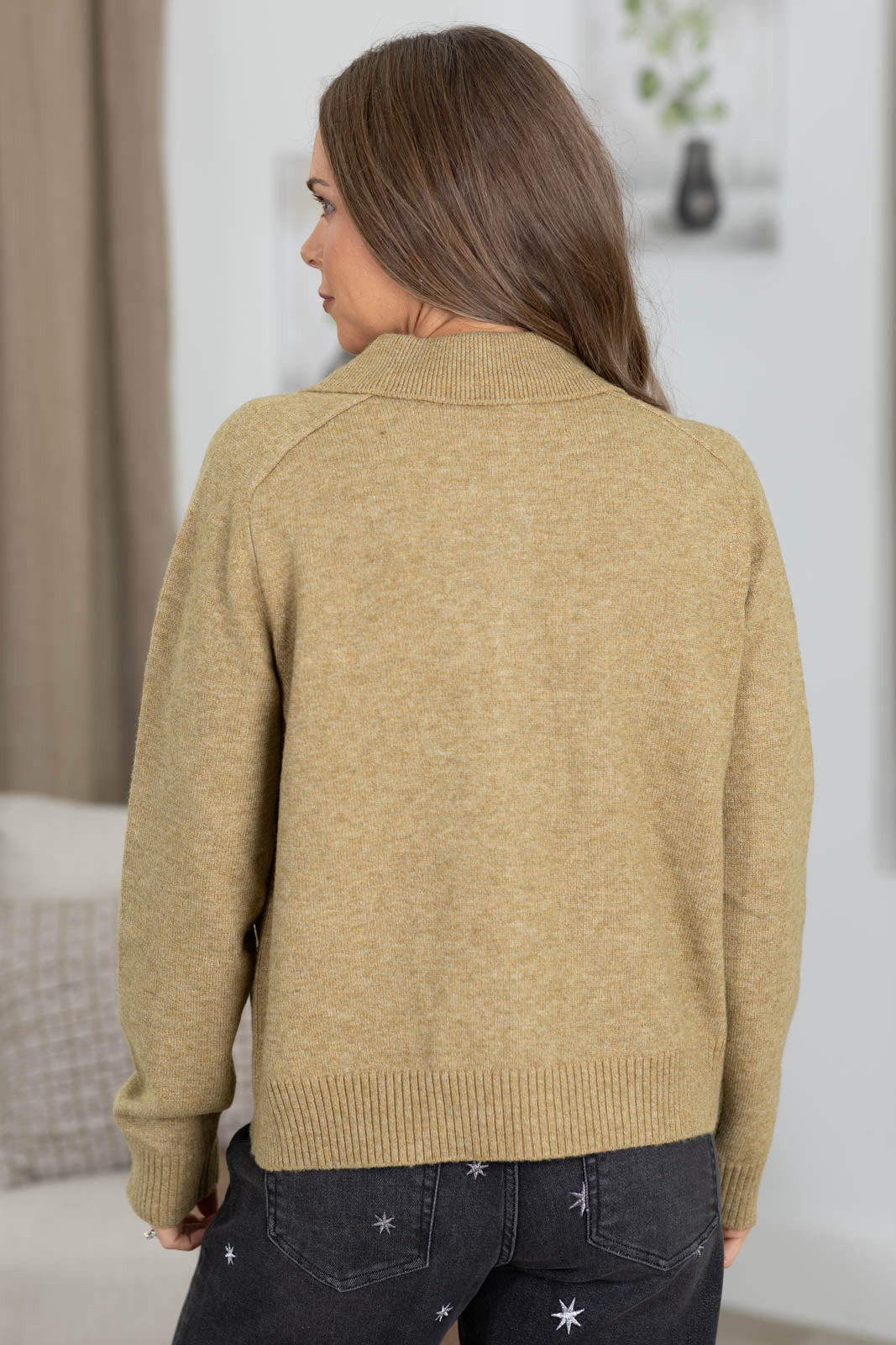 Staccato Collared Button Down Sweater Jacket With Pockets