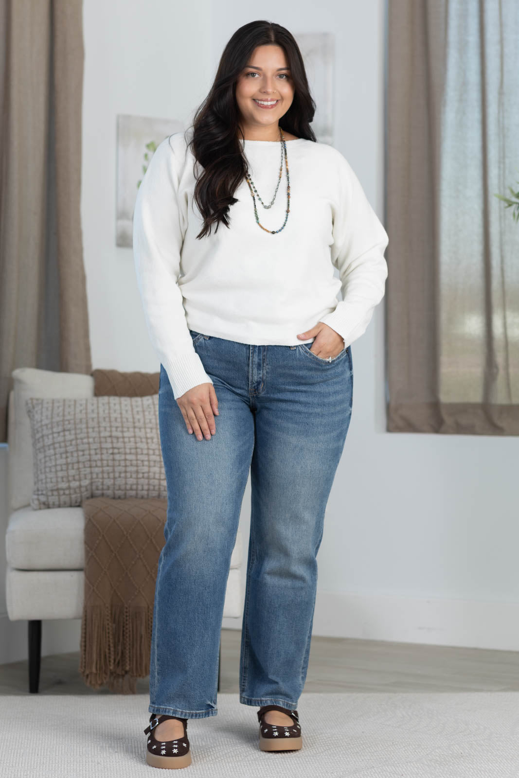 Mica Denim Mid Rise Straight Leg Ankle Jeans