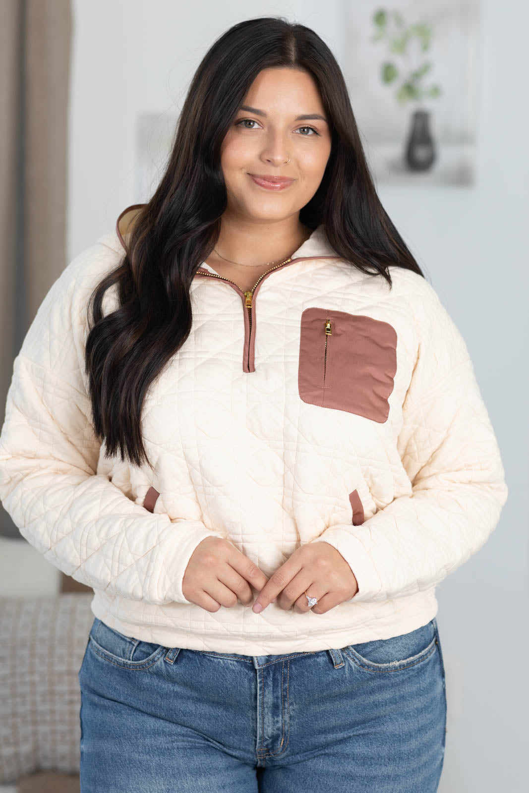 Staccato Half Zip Patch Pocket Hoodie