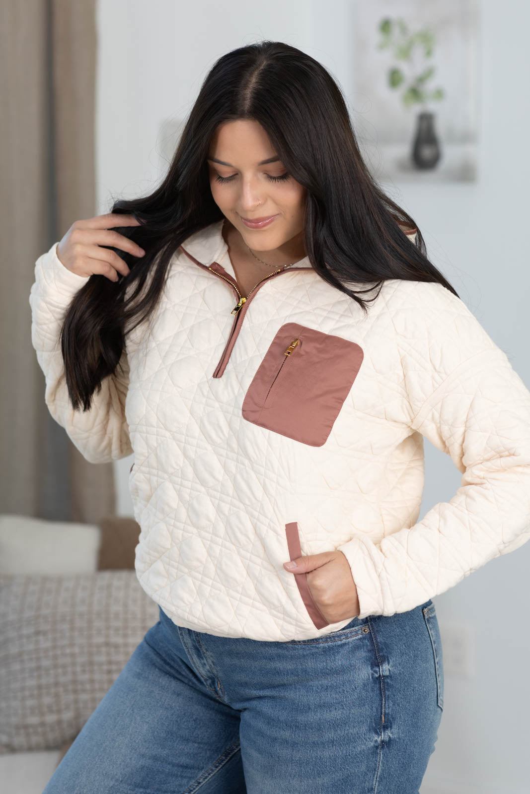 Staccato Half Zip Patch Pocket Hoodie