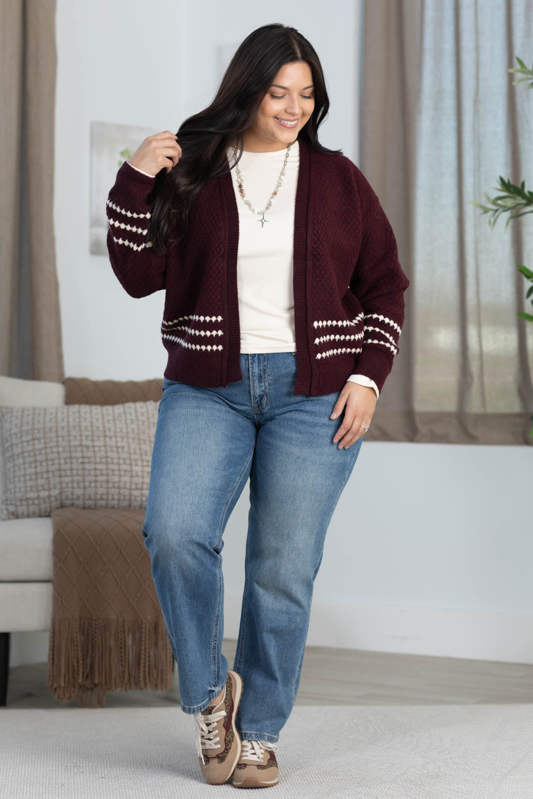 Staccato Textured Balloon Sleeve Cardigan