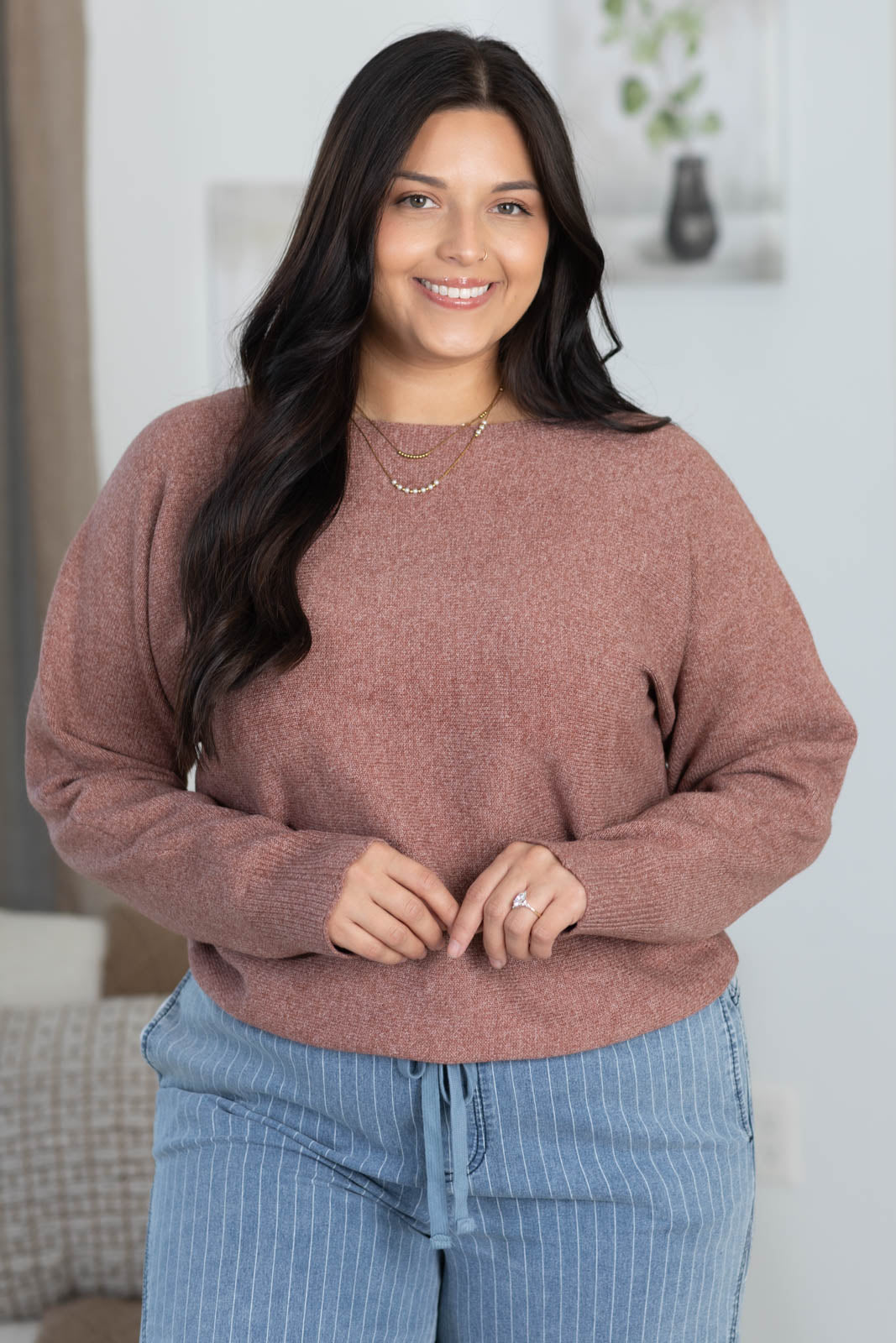Staccato Boatneck Dolman Long Sleeve Sweater Top