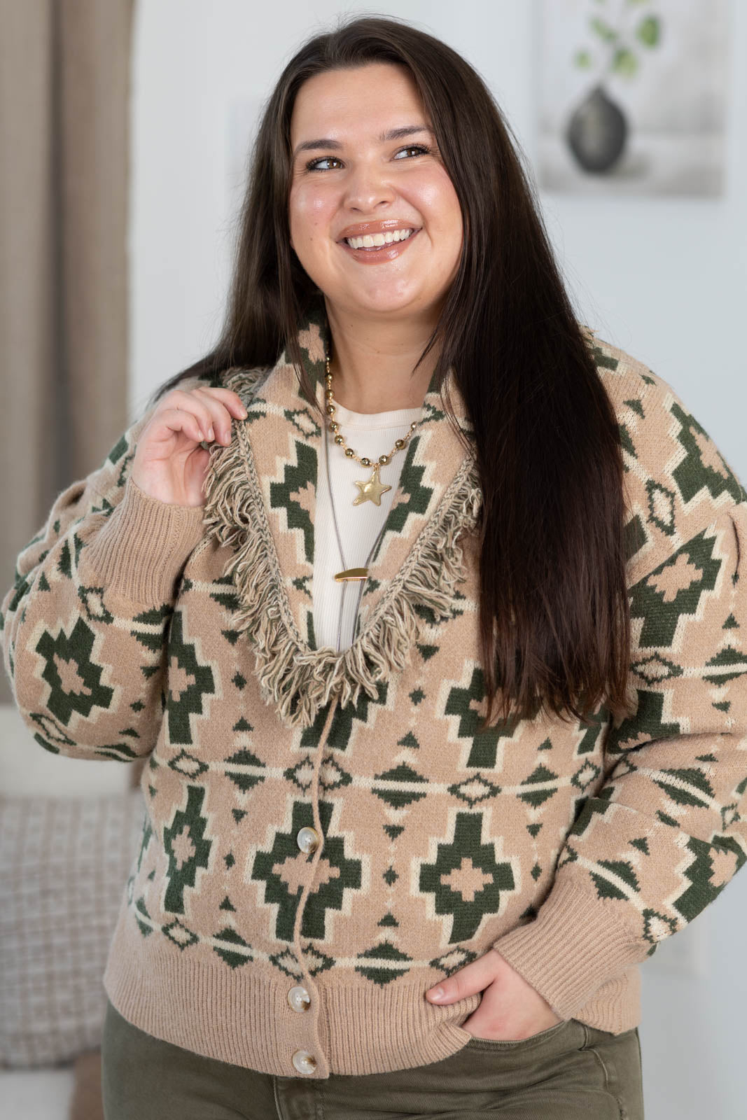 Wild West Aztec Cardigan With Fringe by Filly Flair