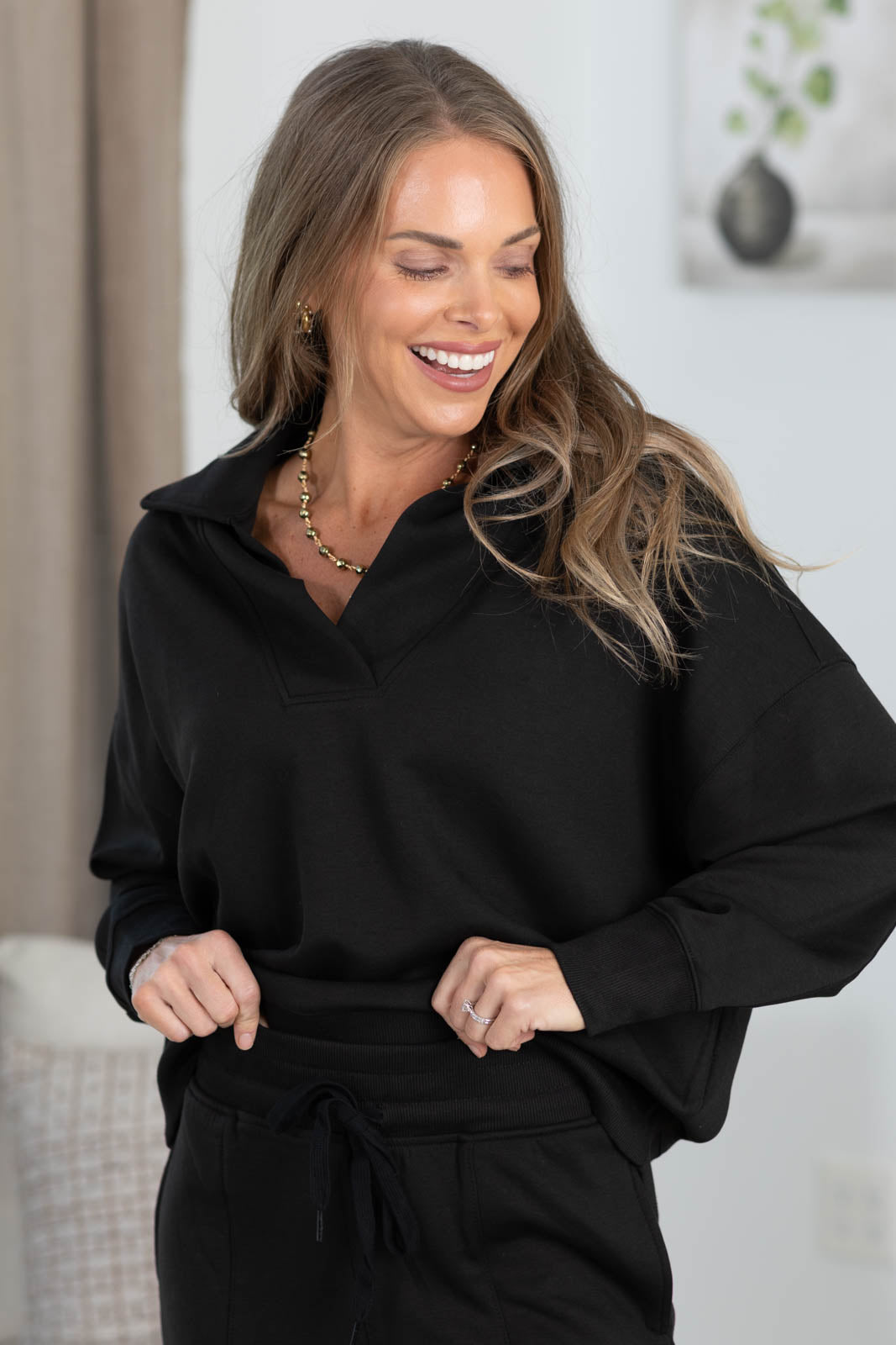 Scuba Collared Top and Pant Set