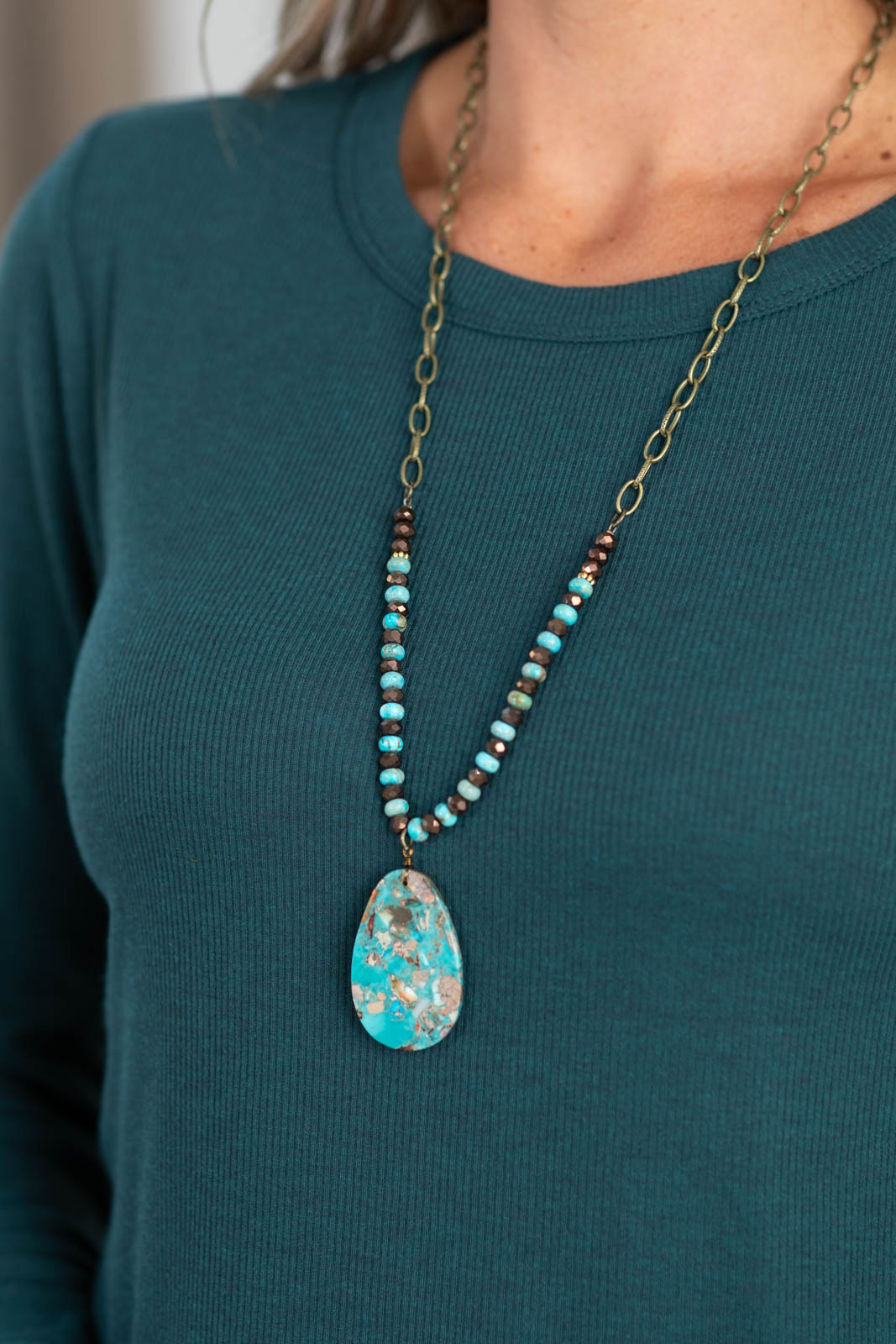 Brielle Necklace Turquoise Brown Necklace