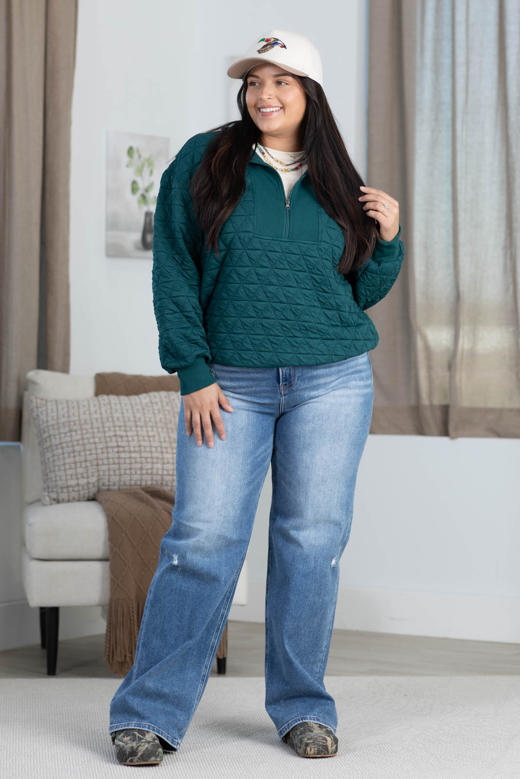 Zip It Up Quilted Pullover by Filly Flair
