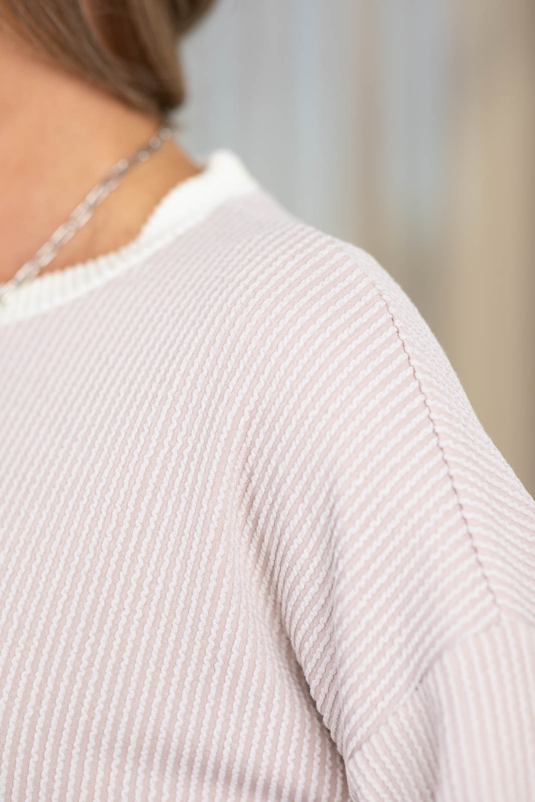 Ribbed Top with Contrast Trim Detail