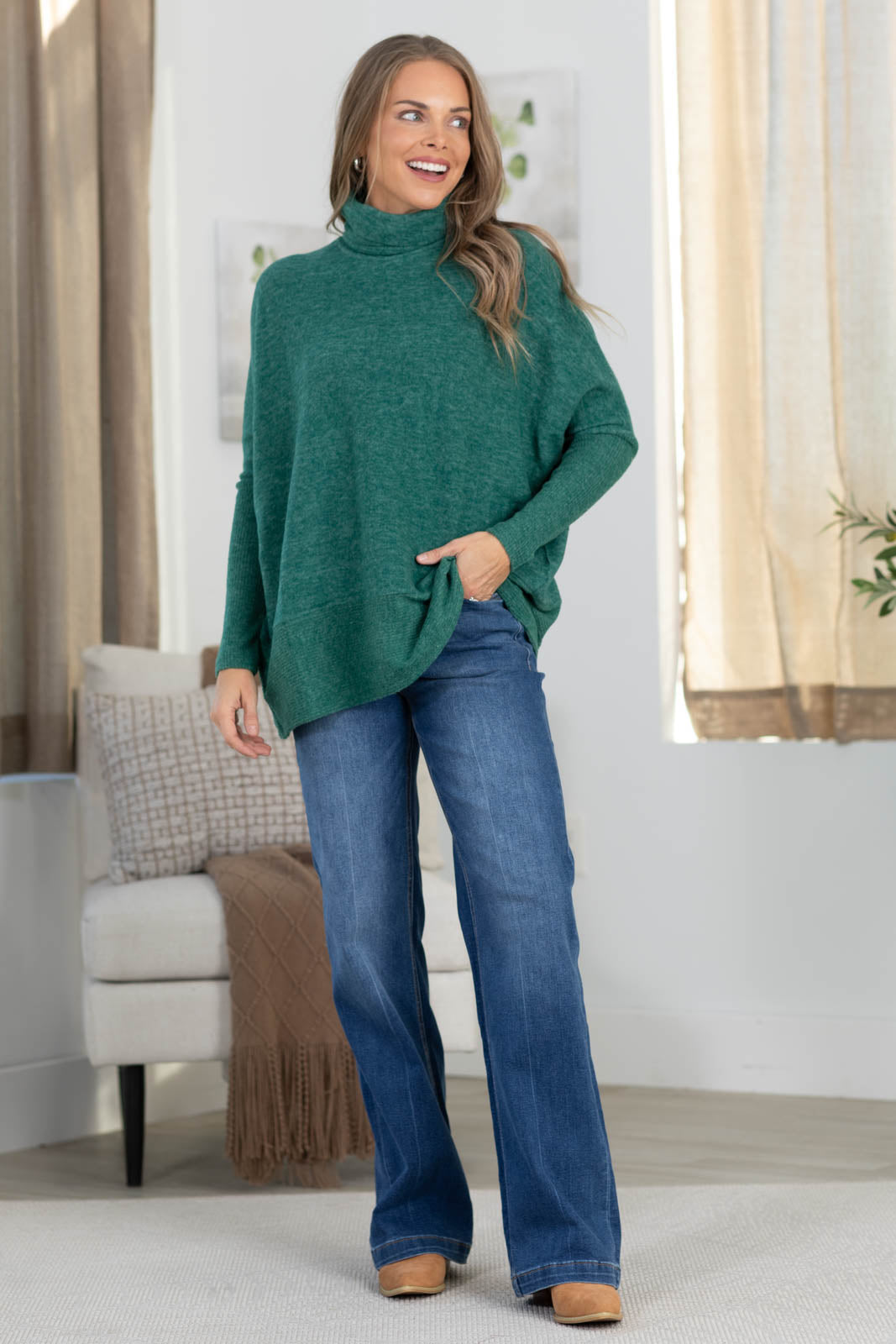 Brushed Hacci Turtleneck Top