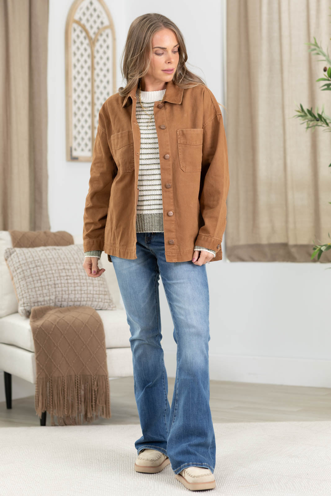 Side Step Hem Denim Jacket