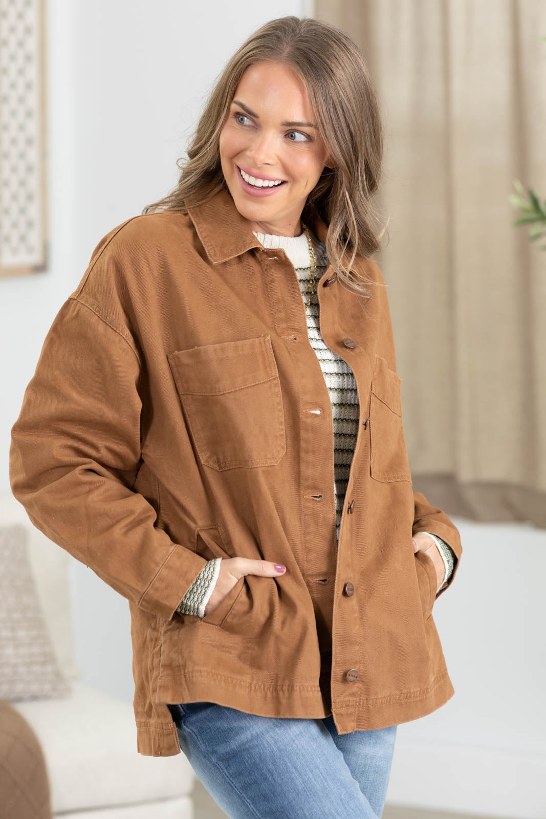 Side Step Hem Denim Jacket