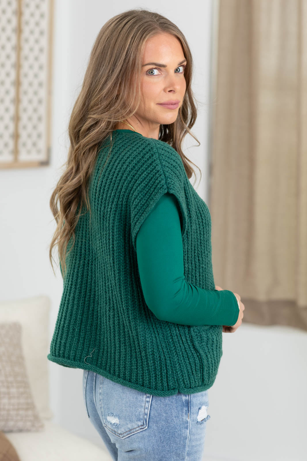 Gold Hammered Button Sweater Vest